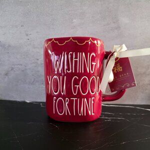 Rae Dunn "Wishing You Good Fortune" Red & Gold New Year Mug NWT